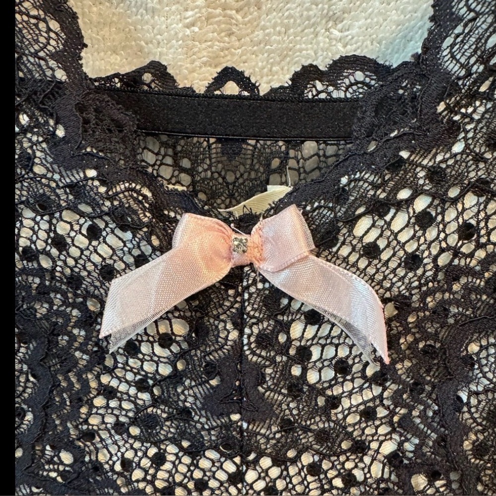 Soma Black and Pink Lace babydoll nightie with Vintage Charm - Picture 3 of 9